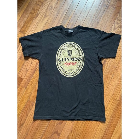 Vintage Guinness Extra Stout Beer Black T-shirt J3 - Picture 1 of 3